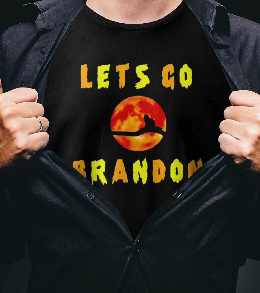Lets Go Brandon Cat Halloween Moon T-Shirt