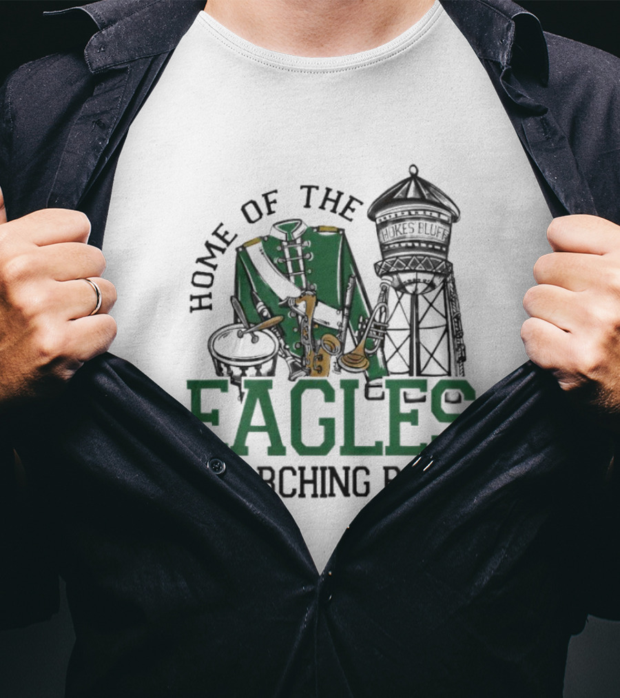 Home Of The Eagles Marching Band With Drum And Water Tower T-Shirt