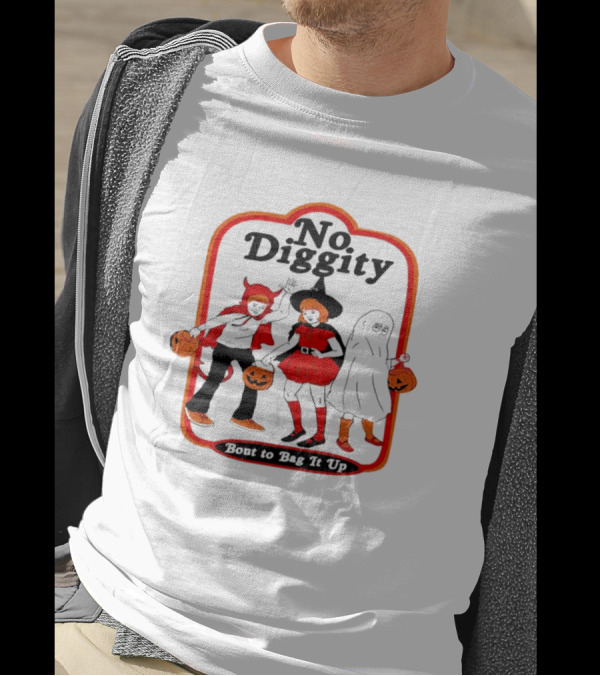 No Diggity Bout To Bag It Up Halloween Costume Trio With Pumpkins T-Shirt