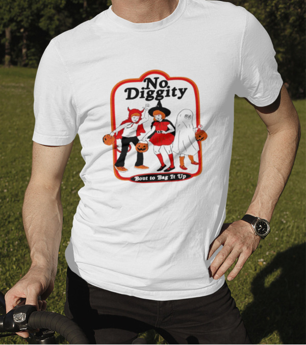No Diggity Bout To Bag It Up Halloween Costume Trio With Pumpkins T-Shirt