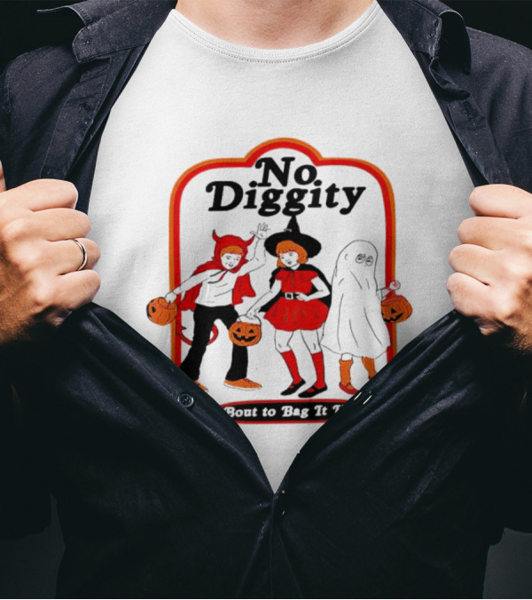 No Diggity Bout To Bag It Up Halloween Costume Trio With Pumpkins T-Shirt