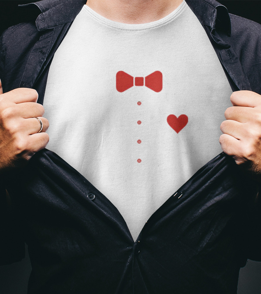 Pee Wee Bow Tie Red Heart Buttons T-Shirt