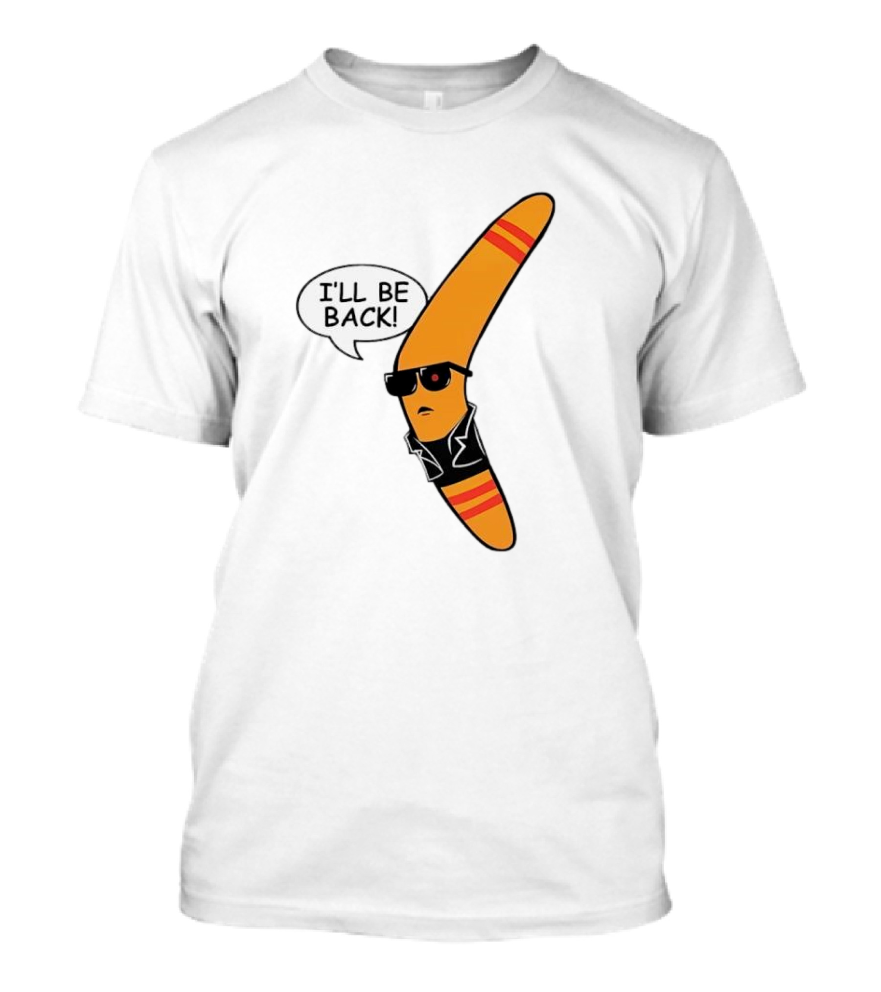 Boomerang I’ll Be Back Terminator Parody With Sunglasses And Jacket T-Shirt