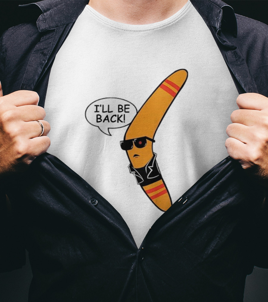 Boomerang I’ll Be Back Terminator Parody With Sunglasses And Jacket T-Shirt