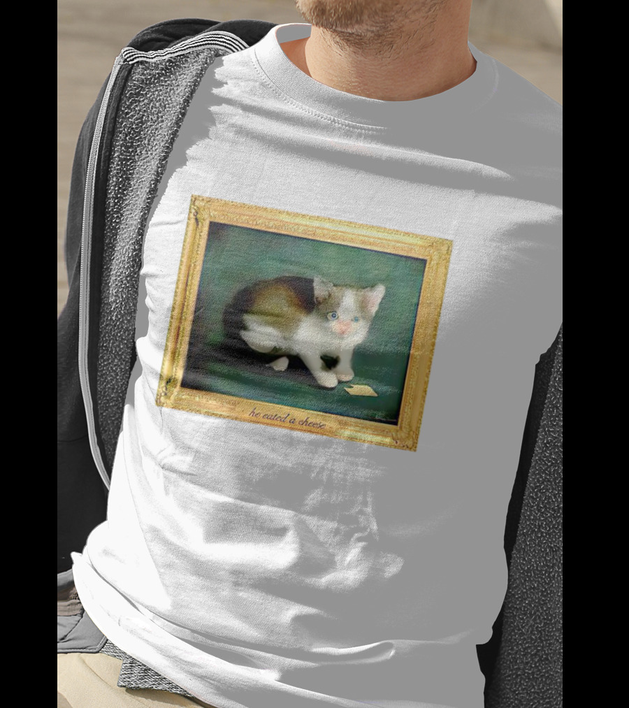Cat He Eated A Cheese Framed T-Shirt