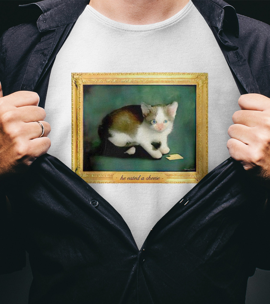 Cat He Eated A Cheese Framed T-Shirt