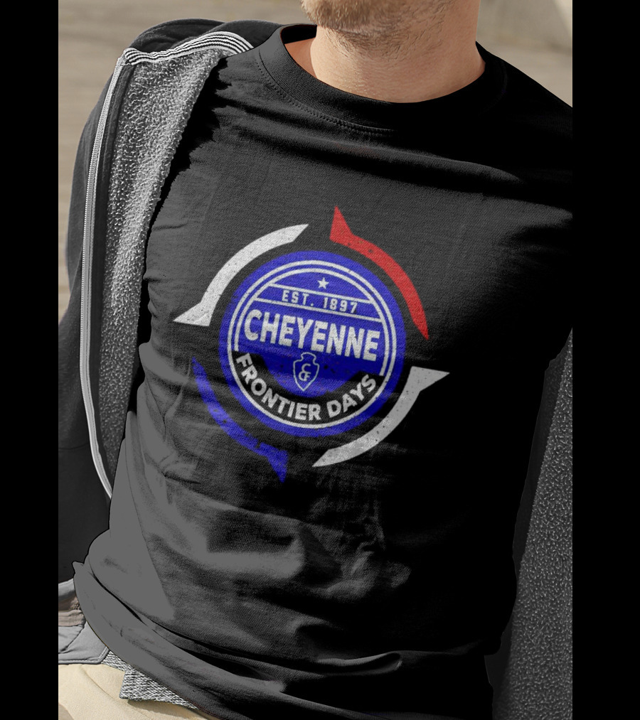 Cheyenne Frontier Days Est 1897 Circular Emblem Red White Blue T-Shirt