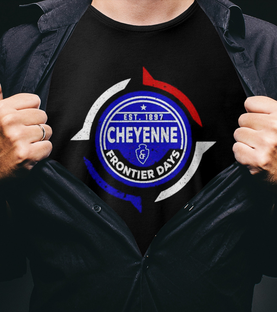 Cheyenne Frontier Days Est 1897 Circular Emblem Red White Blue T-Shirt