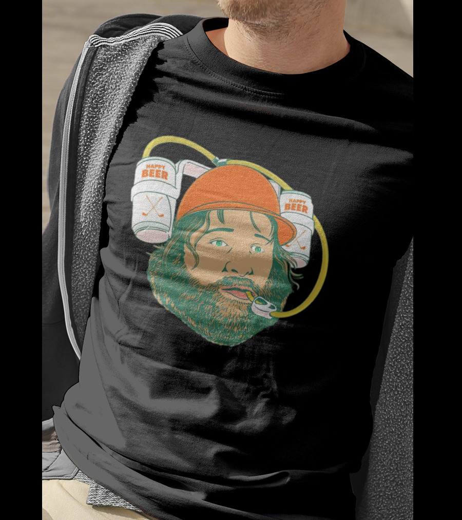 Happy Beer Man Drinks Beer With Helmet And Straws T-Shirt