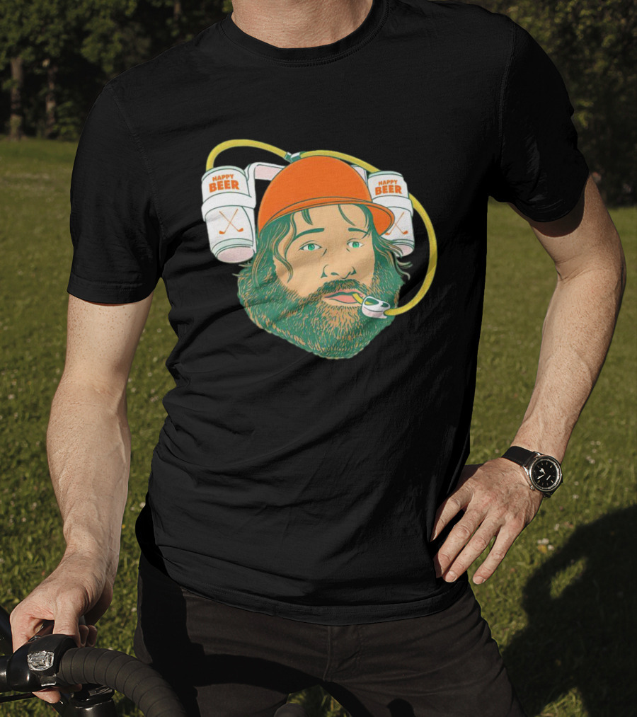 Happy Beer Man Drinks Beer With Helmet And Straws T-Shirt