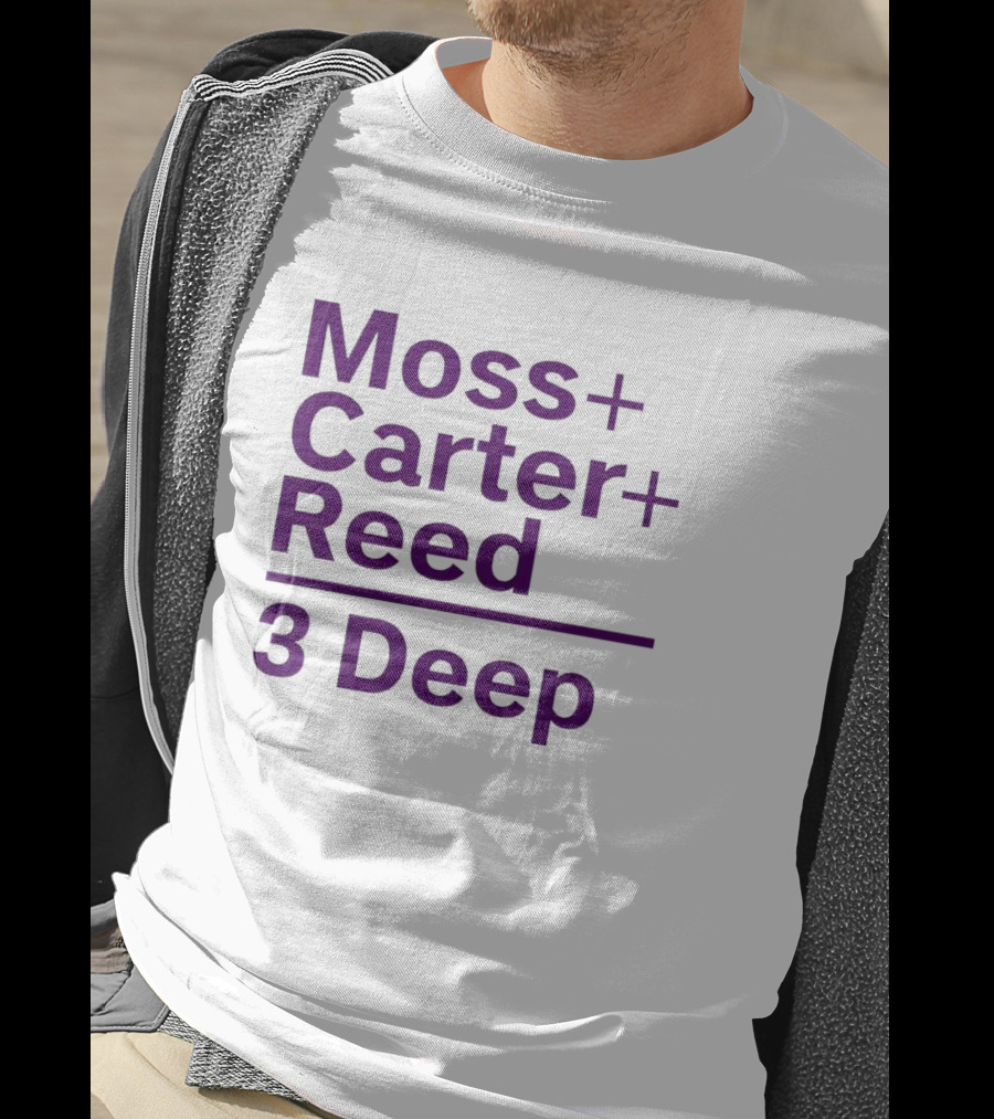 Moss Carter Reed 3 Deep Purple Text T-Shirt