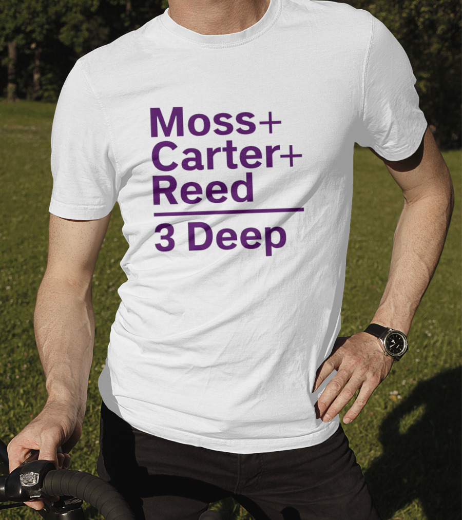 Moss Carter Reed 3 Deep Purple Text T-Shirt