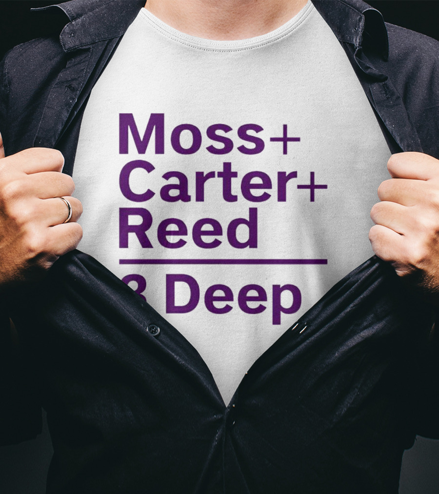 Moss Carter Reed 3 Deep Purple Text T-Shirt