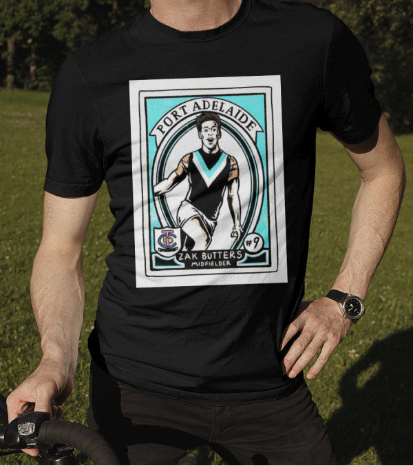 Port Adelaide Zak Butters #9 Midfielder Card T-Shirt