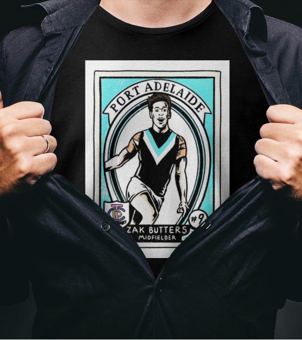 Port Adelaide Zak Butters #9 Midfielder Card T-Shirt