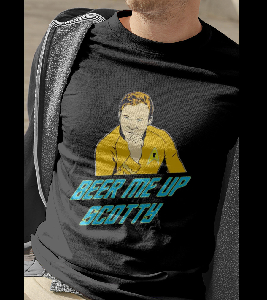 Beer Me Up Scotty Star Trek Captain Yellow Uniform T-Shirt