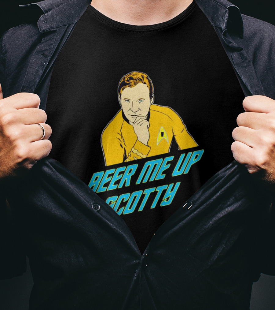 Beer Me Up Scotty Star Trek Captain Yellow Uniform T-Shirt