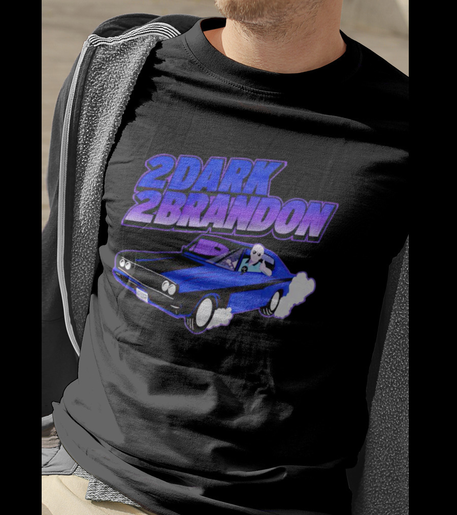 2 Dark 2 Brandon Purple Car Graphic With Driving Character T-Shirt
