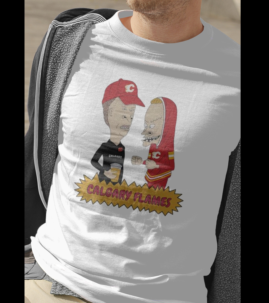 Beavis And Butt-Head Calgary Flames Hockey Fan Characters T-Shirt