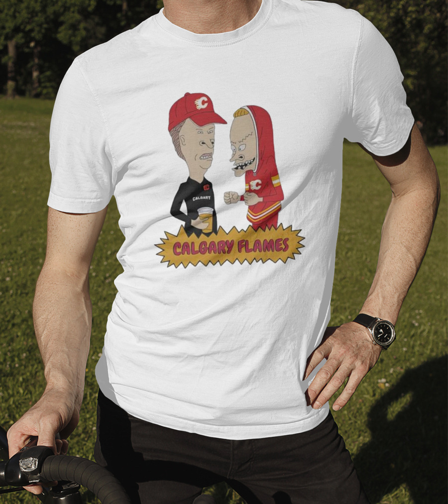 Beavis And Butt-Head Calgary Flames Hockey Fan Characters T-Shirt