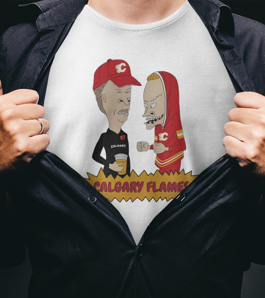 Beavis And Butt-Head Calgary Flames Hockey Fan Characters T-Shirt