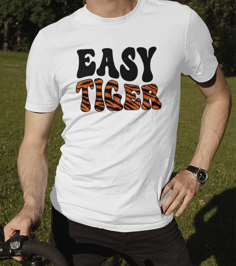 Cincinnati Bengals Easy Tiger Tiger-Striped Text T-Shirt