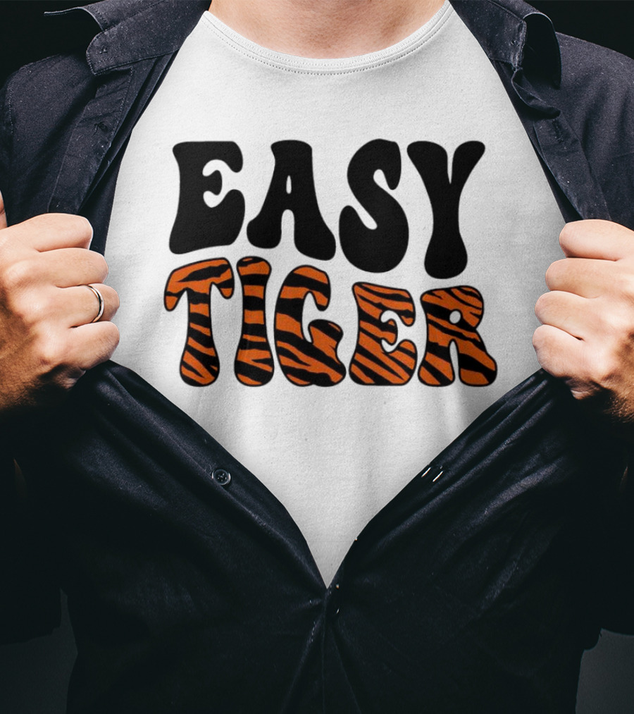 Cincinnati Bengals Easy Tiger Tiger-Striped Text T-Shirt