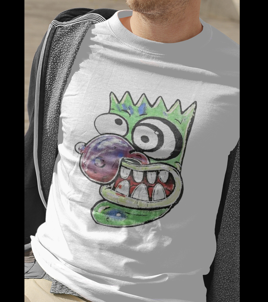 Hypno Eggplant Cartoon Fusion Character With Whimsical Eyes And Grinning Teeth T-Shirt