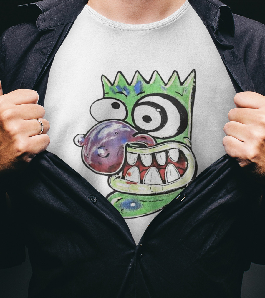 Hypno Eggplant Cartoon Fusion Character With Whimsical Eyes And Grinning Teeth T-Shirt