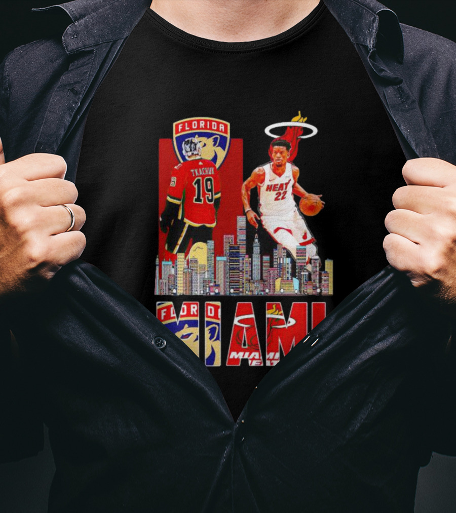 Florida Panthers Tkachuk Miami Heat Jimmy Butler Skyline T-Shirt