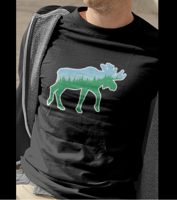 Moose Tree Forest Skyline T-Shirt
