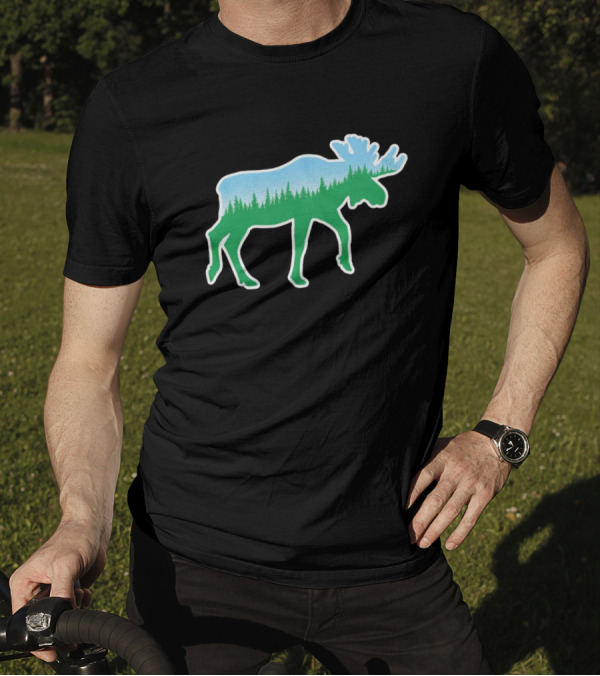 Moose Tree Forest Skyline T-Shirt