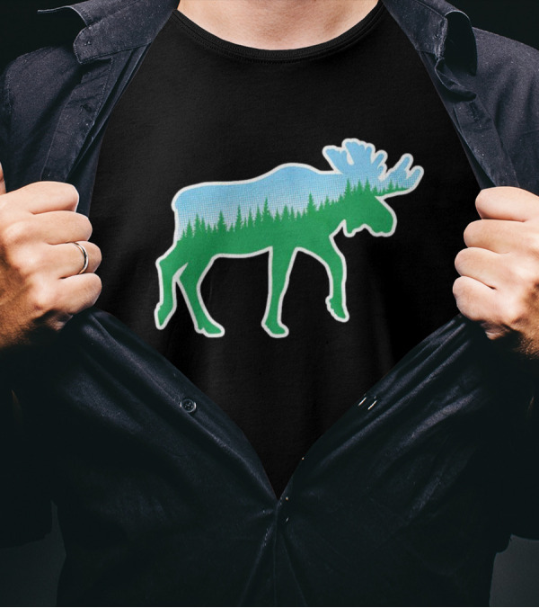 Moose Tree Forest Skyline T-Shirt