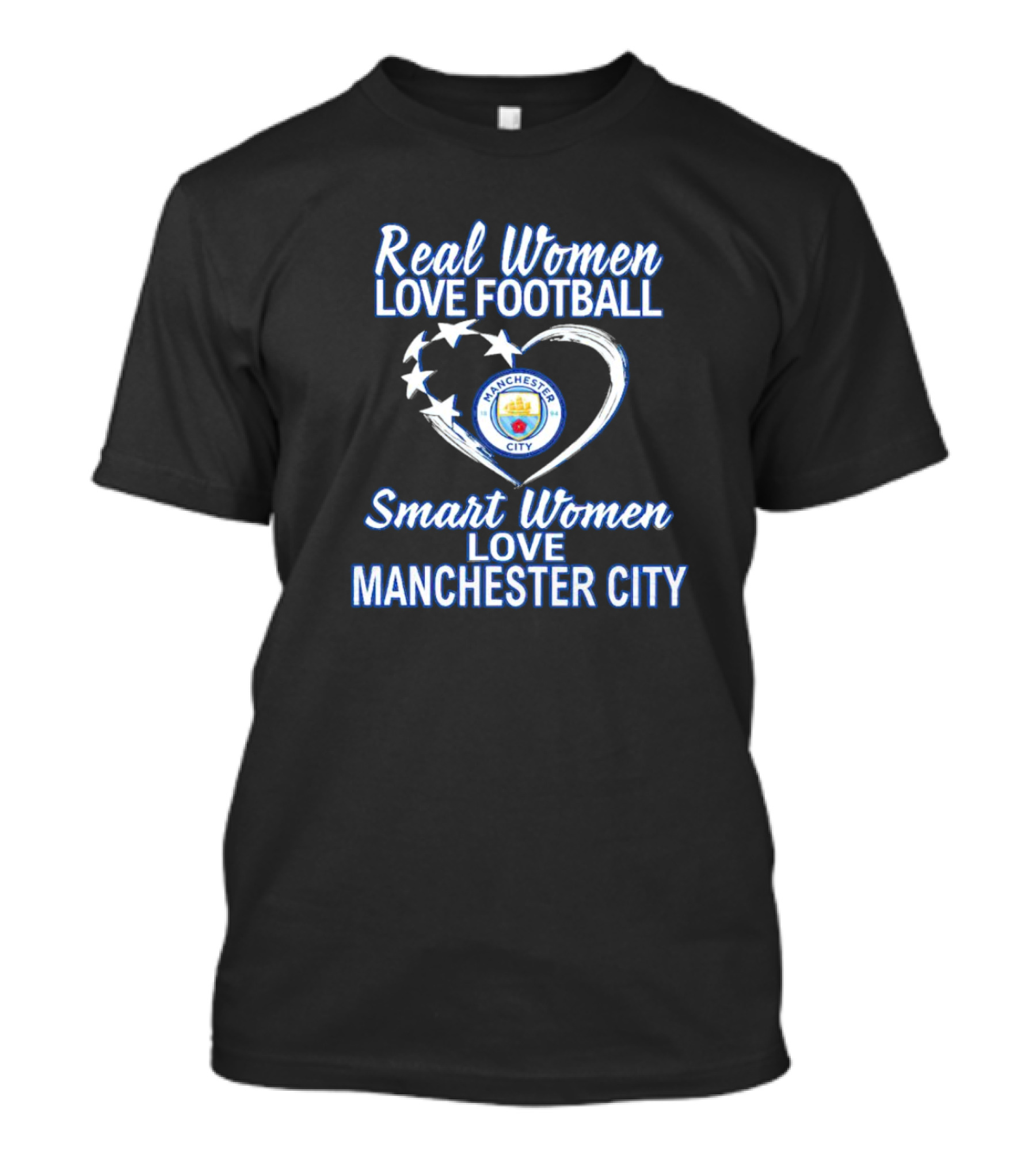 Real Women Love Football Smart Women Love Manchester City Manchester City Badge T-Shirt