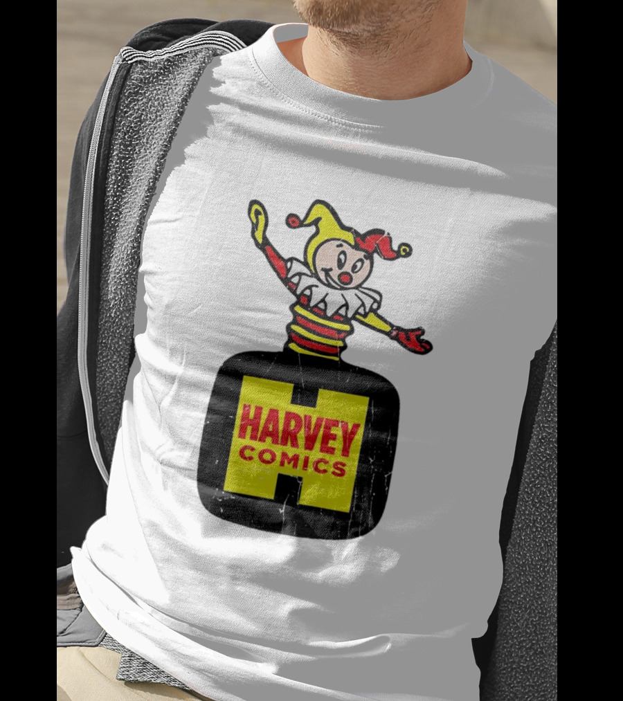 Harvey Comics Jester Logo With Classic Joker Colors T-Shirt