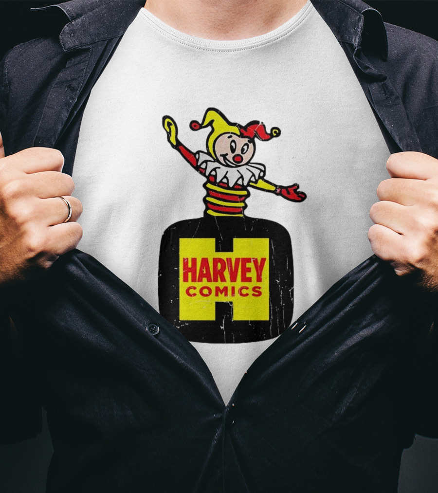 Harvey Comics Jester Logo With Classic Joker Colors T-Shirt
