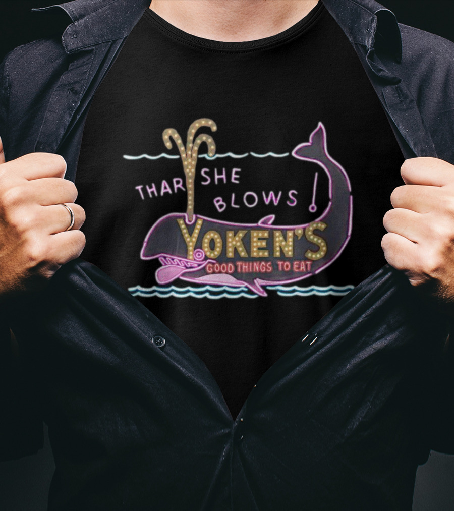 Yoken's Whale Thar She Blows Good Things To Eat Neon Sign T-Shirt