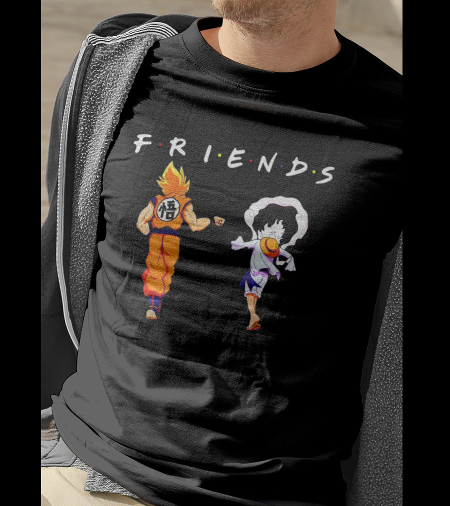 Son Goku And Luffy Friends Walking Together T-Shirt
