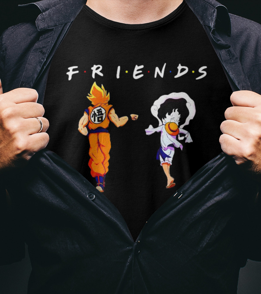 Son Goku And Luffy Friends Walking Together T-Shirt