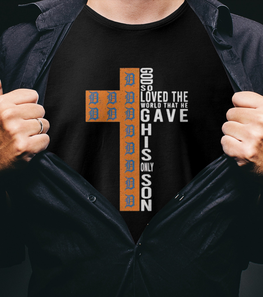 Tigers Cross Design God So Loved The World That He Gave His Only Son T-Shirt