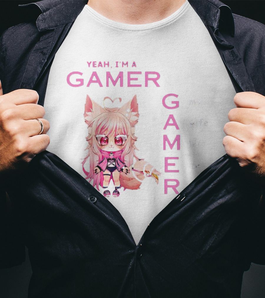 Yeah I'm A Gamer My Wife Left Me Chibi Fox Character T-Shirt