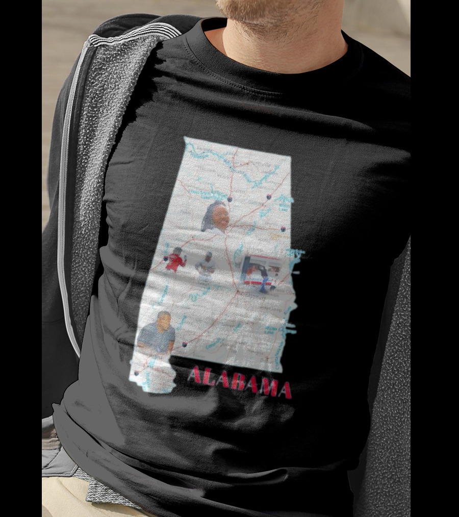 Alabama Map Riverfront Park Dock Brawl Icons T-Shirt