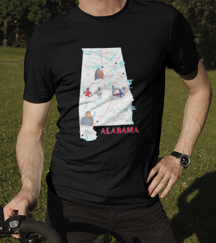 Alabama Map Riverfront Park Dock Brawl Icons T-Shirt