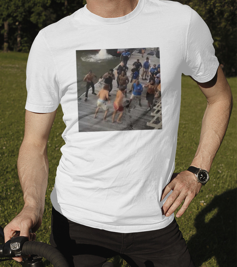 Brawl On Dock Montgomery’s Riverfront Park Altercation Scene T-Shirt