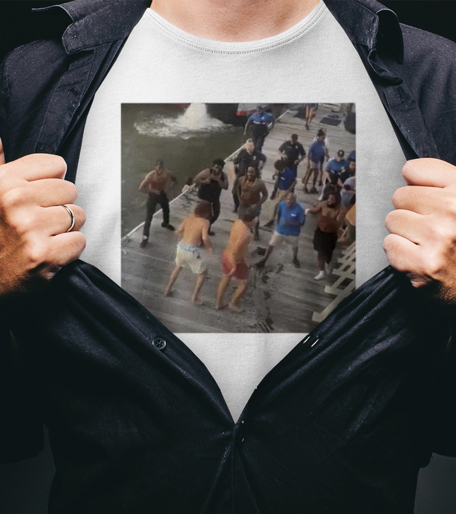 Brawl On Dock Montgomery’s Riverfront Park Altercation Scene T-Shirt