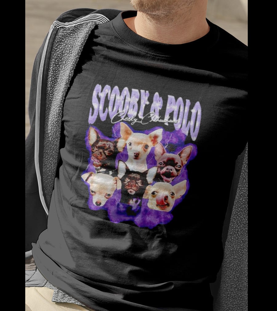 Scooby And Polo Cheeky Chihuahuas Purple Background T-Shirt