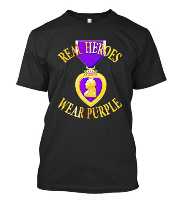 Real Heroes Wear Purple Heart Day T-Shirt