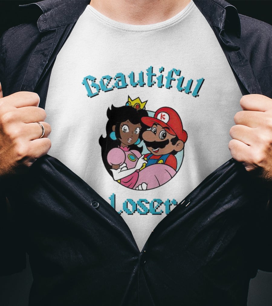 Beautiful Loser Super Smash Bros Parody Princess And Plumber T-Shirt