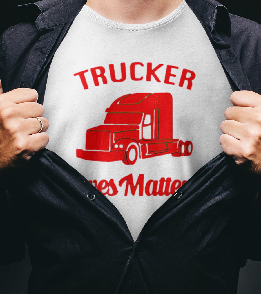 Trucker Lives Matter Bold Red Semi-Truck T-Shirt