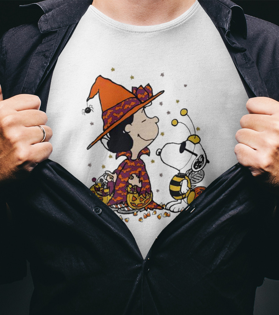 Snoopy Halloween Witch And Bee Pumpkins T-Shirt